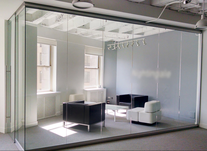 demountable - glass walled conference - collaboration area with sliding glass door